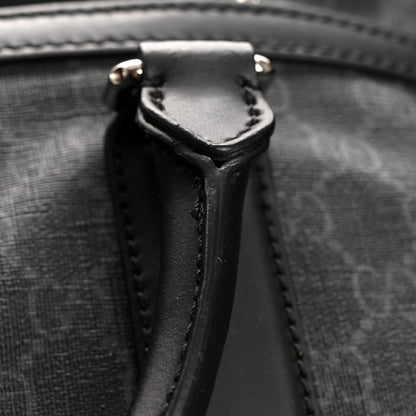 Gucci Soft GG Supreme Monogram Appia Calfskin Web Large Carry On Duffle Bag Black Grey 12 of 12