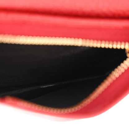 Gucci Pebbled Calfskin GG Marmont Card Case Hibiscus Red 6 of 15
