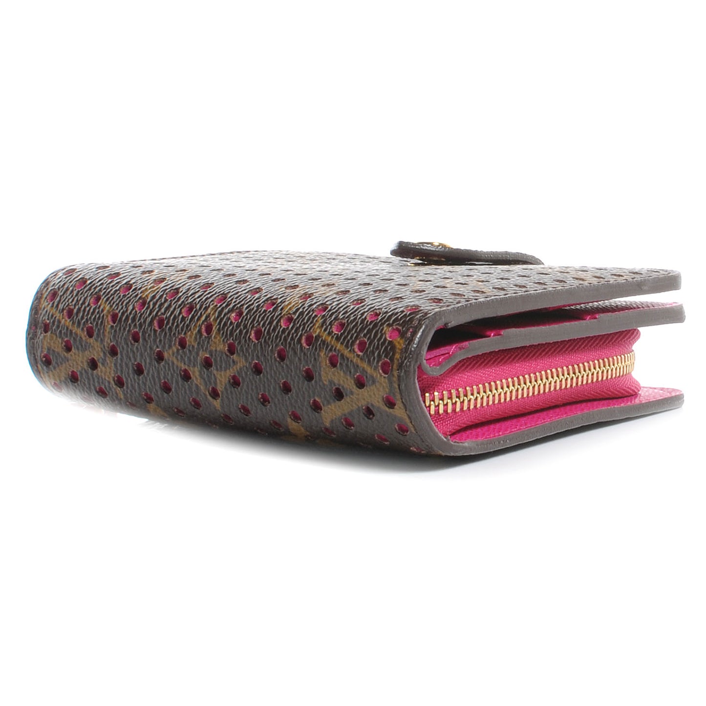 Monogram Perforated Compact Zipped Wallet Fuchsia
