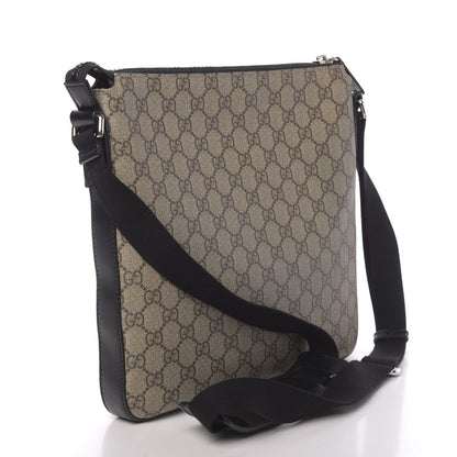 Gucci GG Supreme Monogram Flat Messenger Bag Black 3 of 10