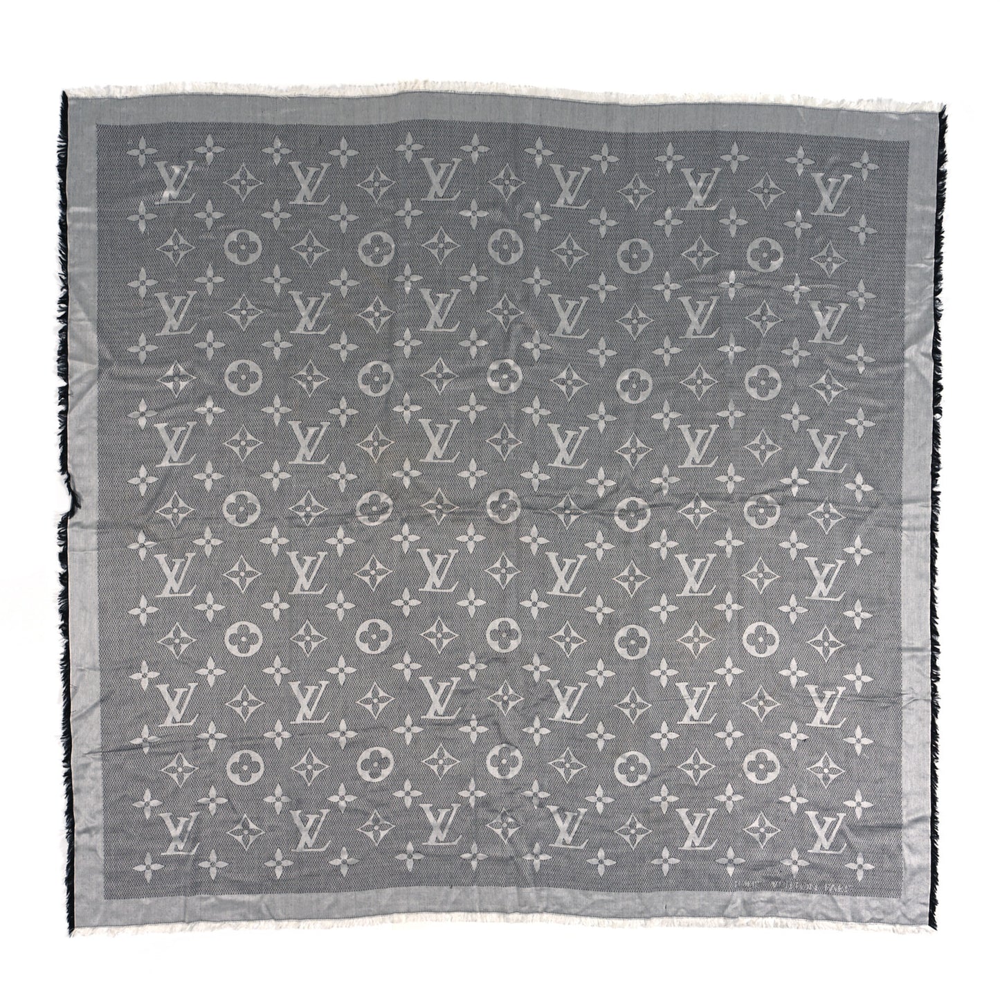 Silk Wool Beyond Monogram Shawl Silver
