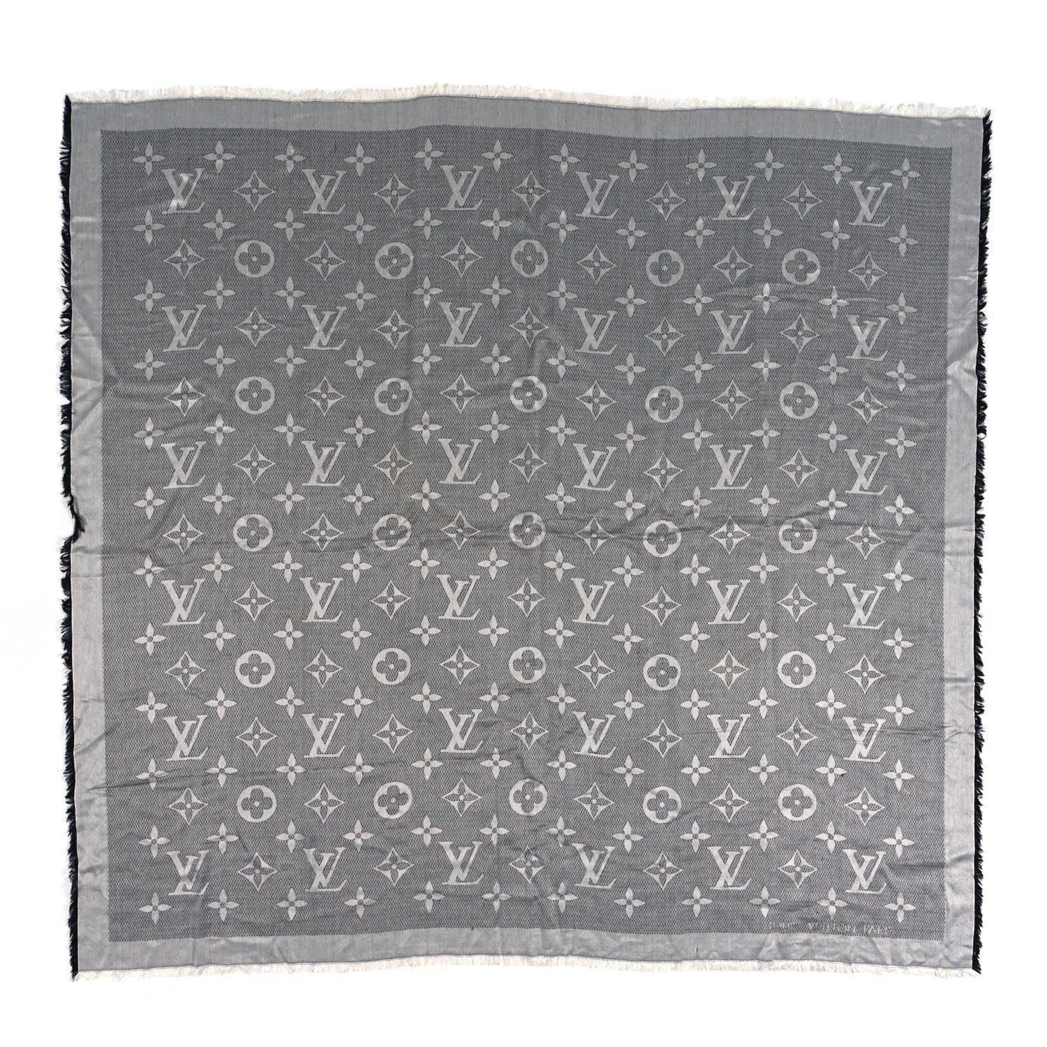 Louis Vuitton Silk Wool Beyond Monogram Shawl Silver 1 of 3