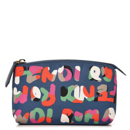 Fendi Nylon Roma Print Large Cosmetic Pouch Cobalt Multicolor 1 of 8