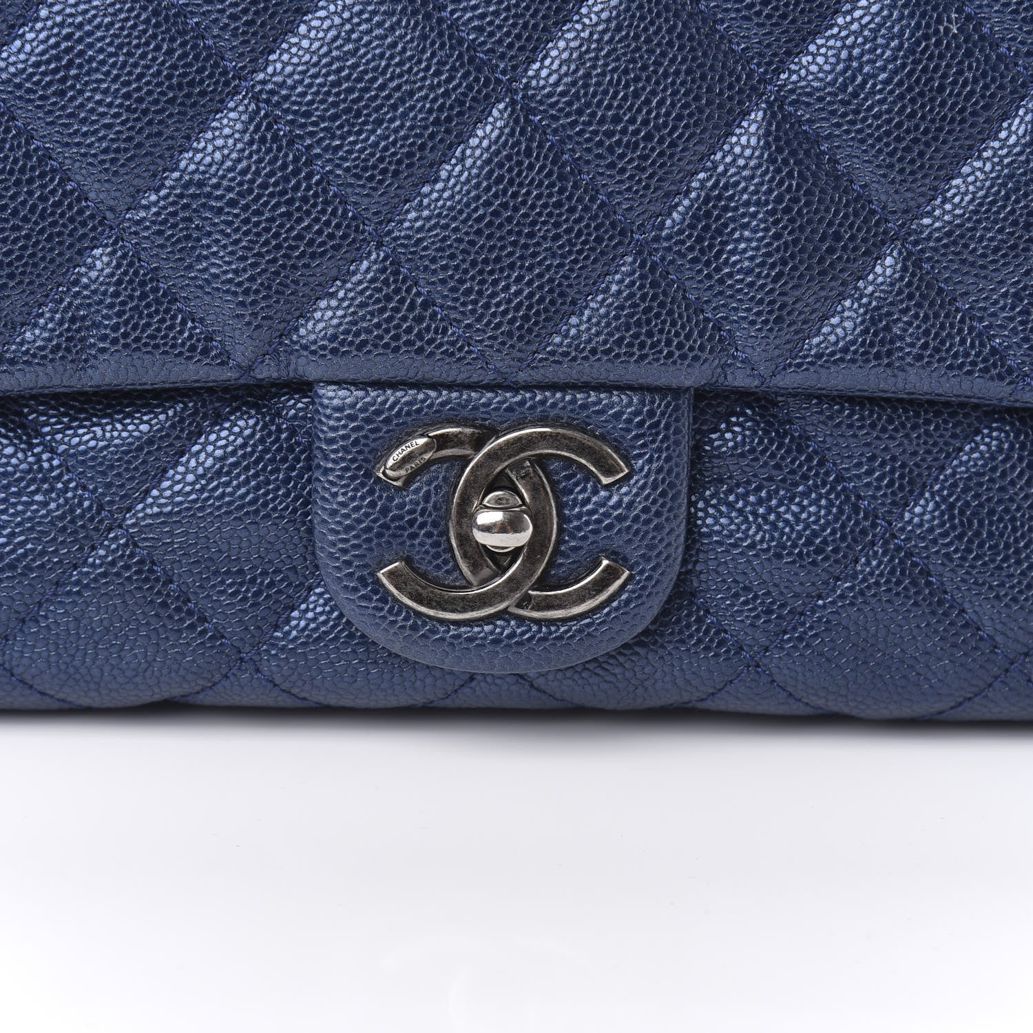 Chanel Iridescent Caviar Quilted Large Chic Flap Blue 10 of 11