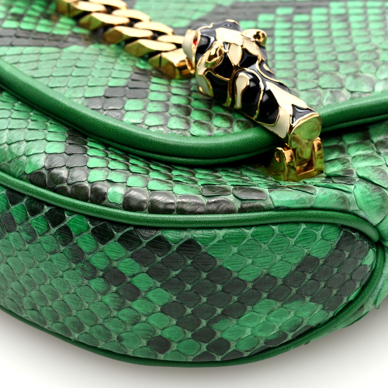 Gucci Snakeskin Tigrette Shoulder Bag Green 10 of 11