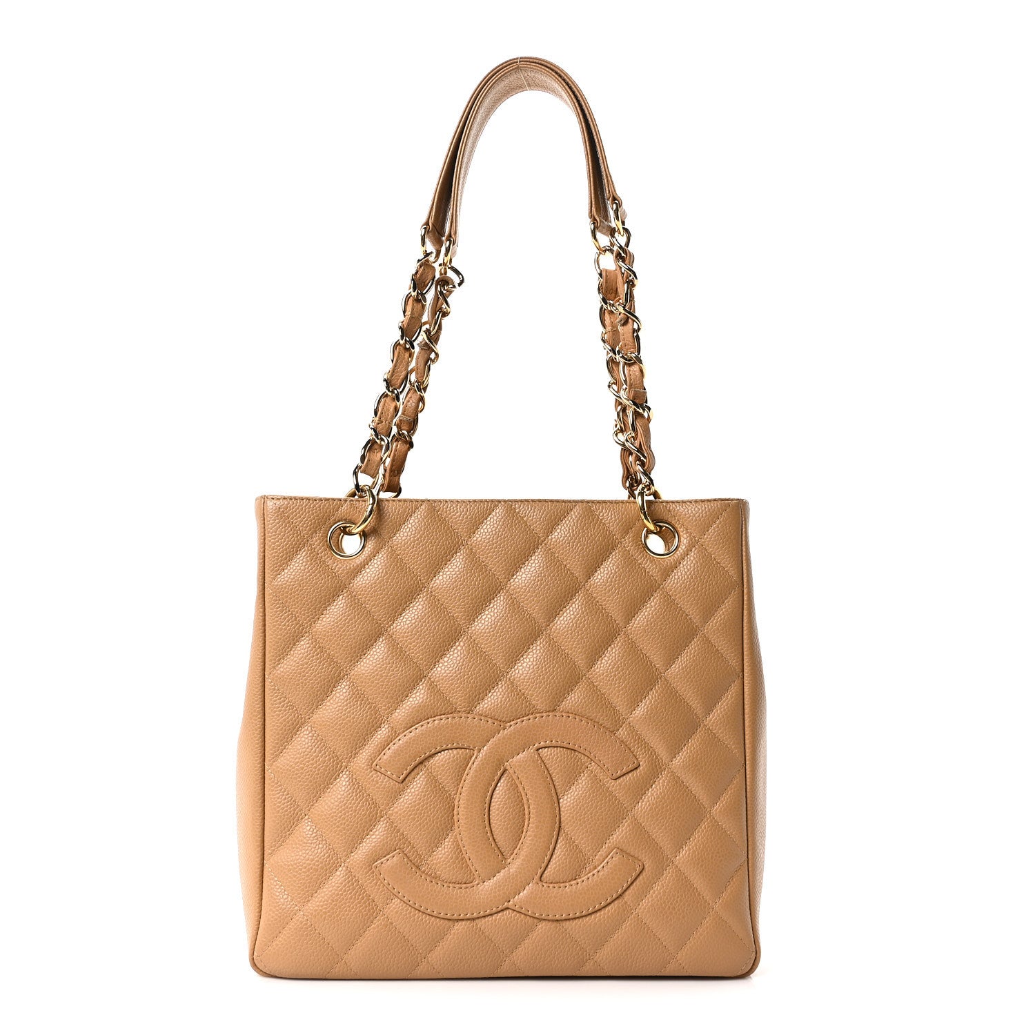 Chanel Caviar Quilted Petit Shopping Tote PST Dark Beige 1 of 10