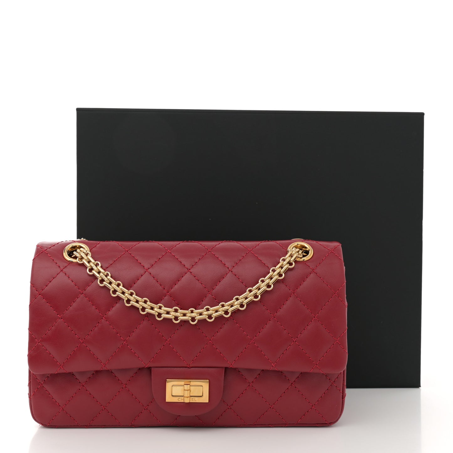 Aged Calfskin Quilted 2.55 Reissue 225 Flap Red