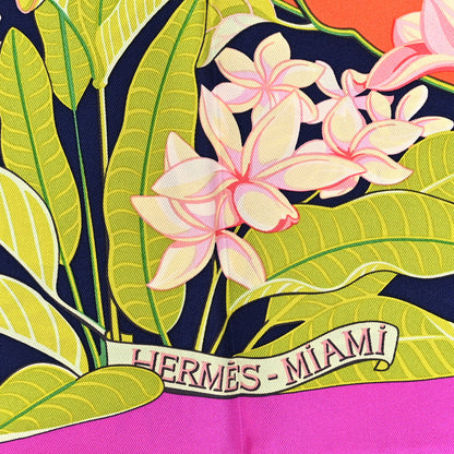 Hermes Silk Flamingo Party Scarf 90 Fuchsia Vert Orange 2 of 4