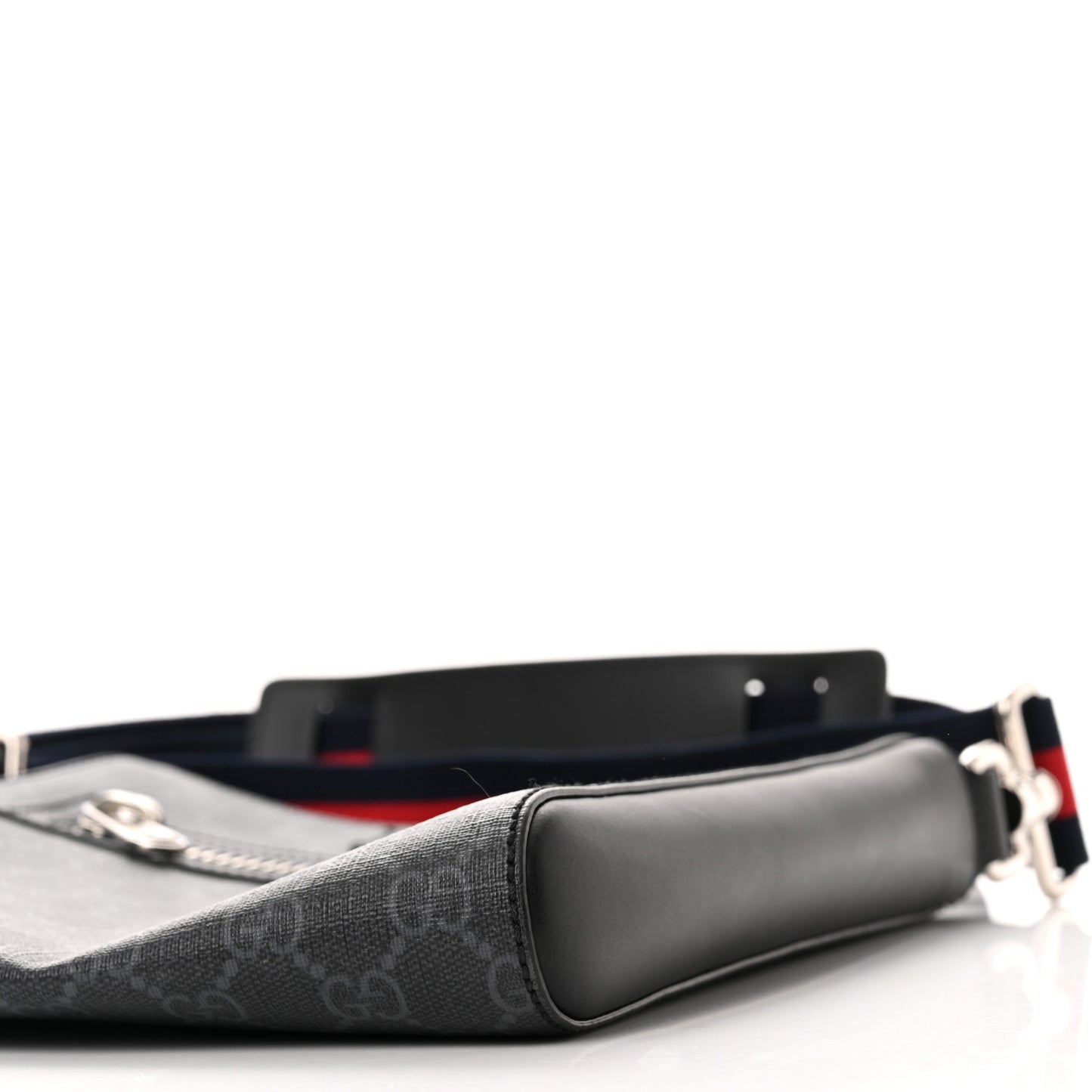GG Supreme Monogram Web Small Flat Messenger Bag Black Grey