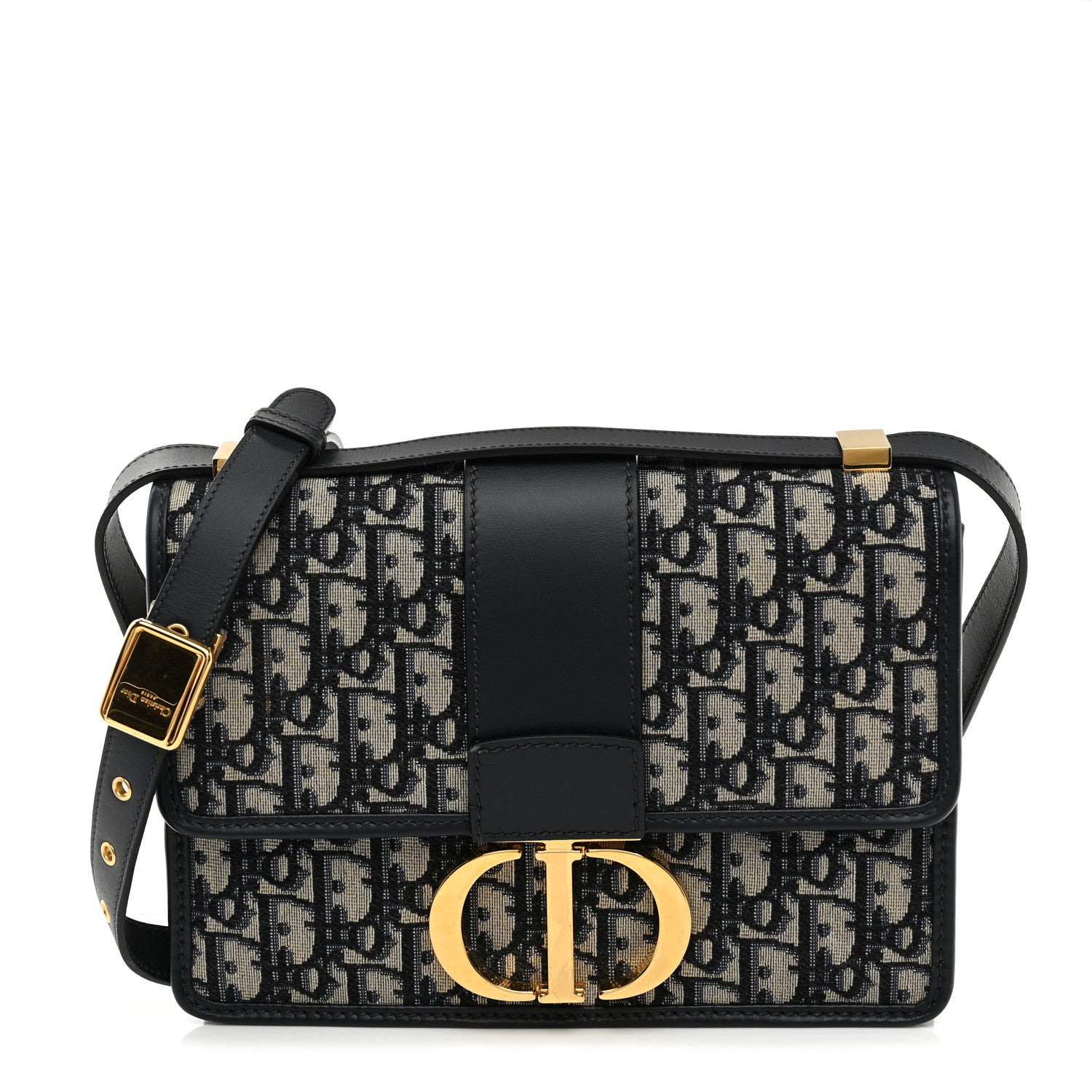 Christian Dior Oblique 30 Montaigne Flap Bag Blue 1 of 10