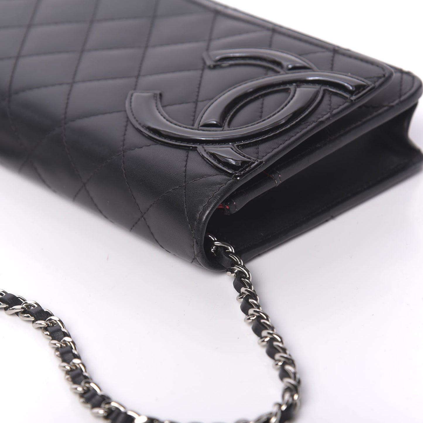Calfskin Quilted Cambon Wallet On Chain WOC Black
