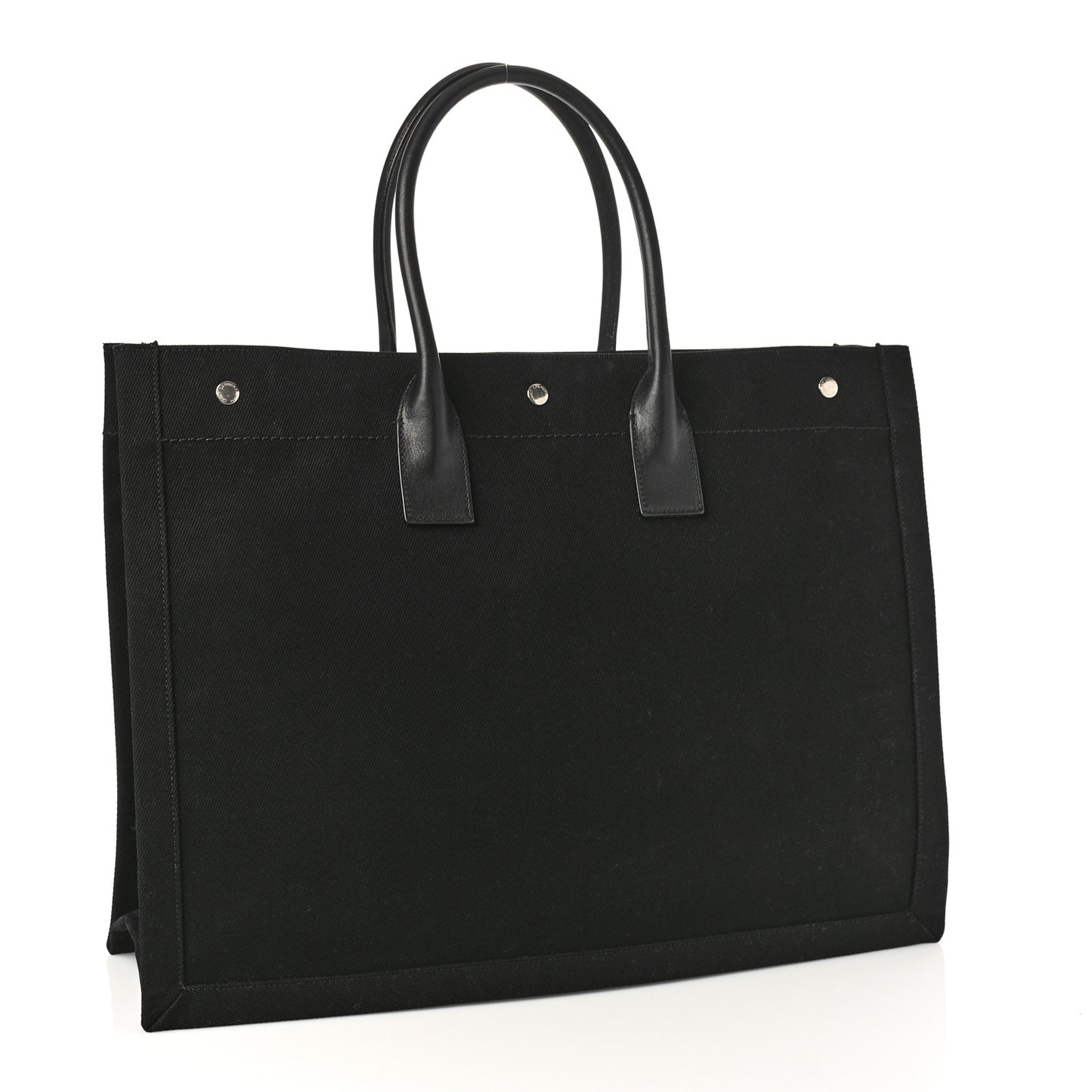 Linen Calfskin Rive Gauche Tote Black