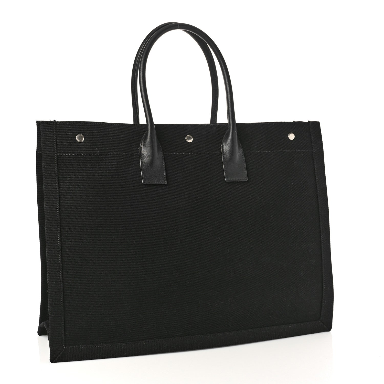 Saint Laurent Linen Calfskin Rive Gauche Tote Black 2 of 8