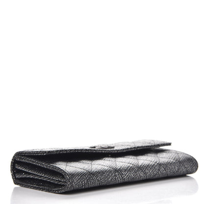 Chanel Glitter Calfskin Quilted Long Flap Wallet Black 4 of 10