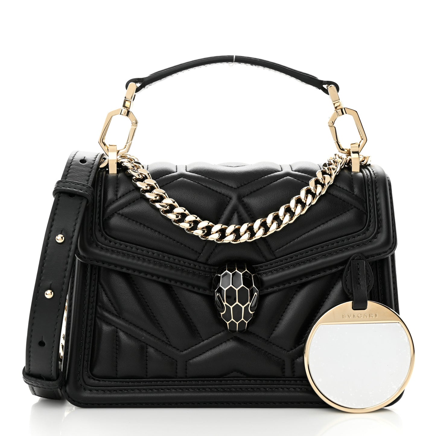Smooth Calfskin Quilted Serpenti Forever Diamond Maxi Framed Shoulder Bag Black