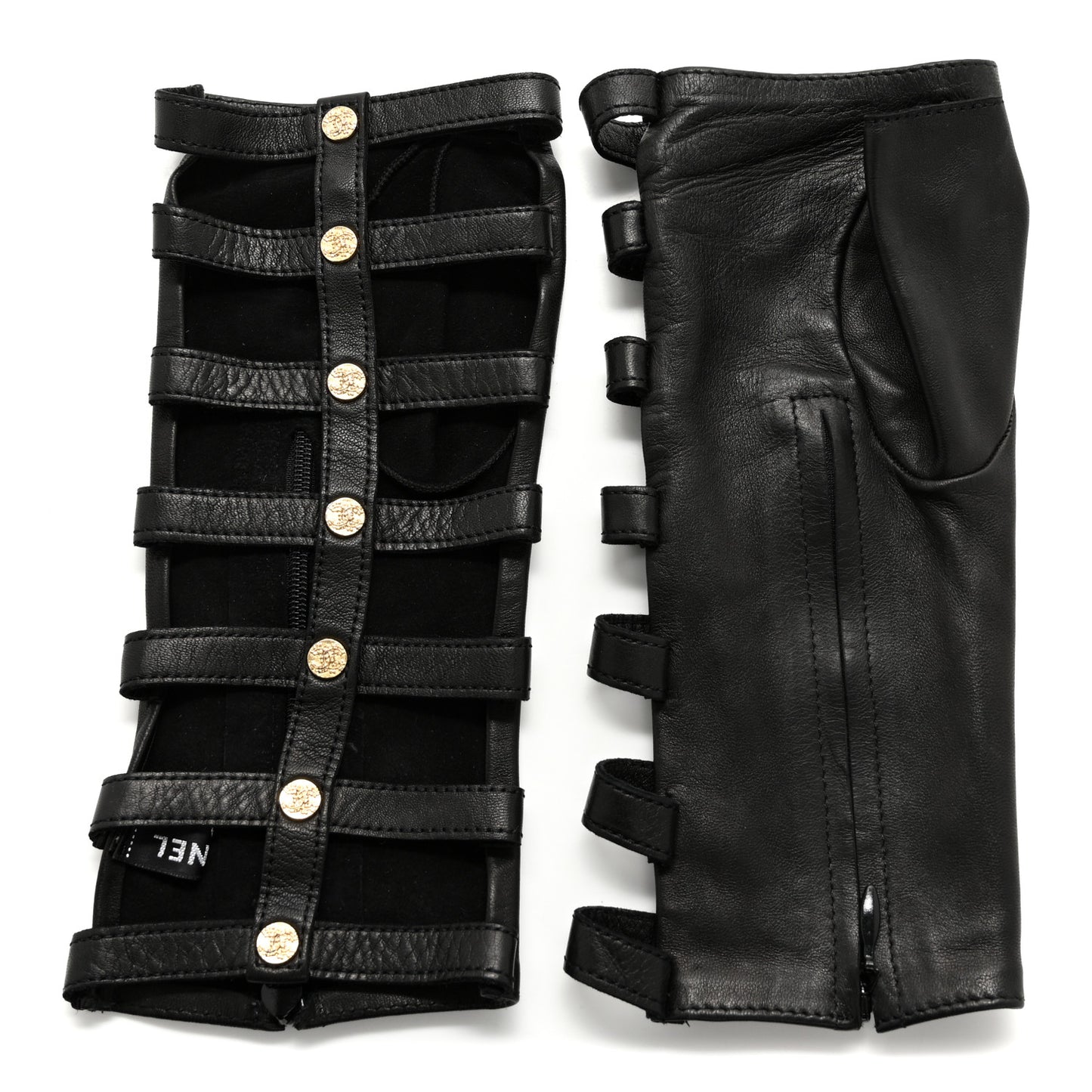 Calfskin Fingerless Gloves 8 Black