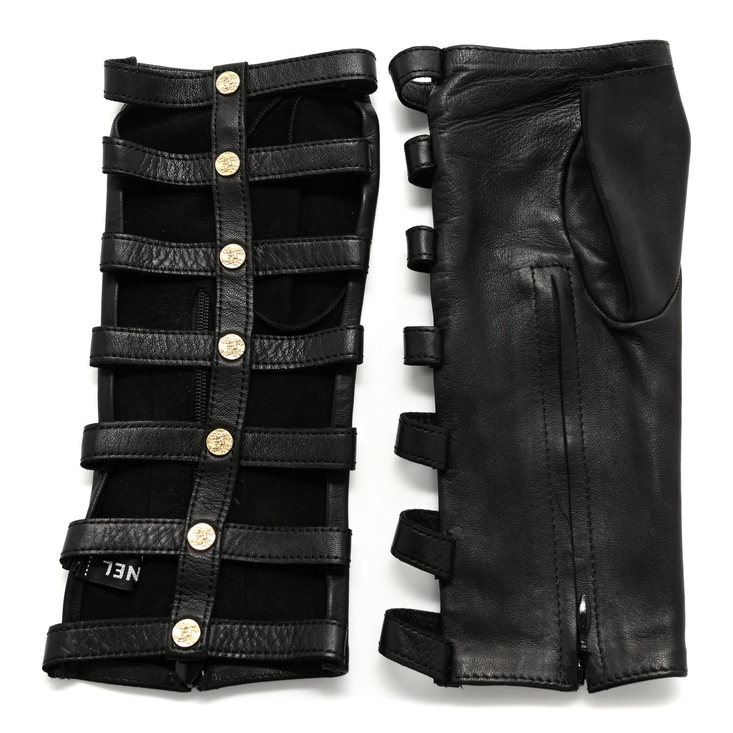 Chanel Calfskin Fingerless Gloves 8 Black 1 of 4