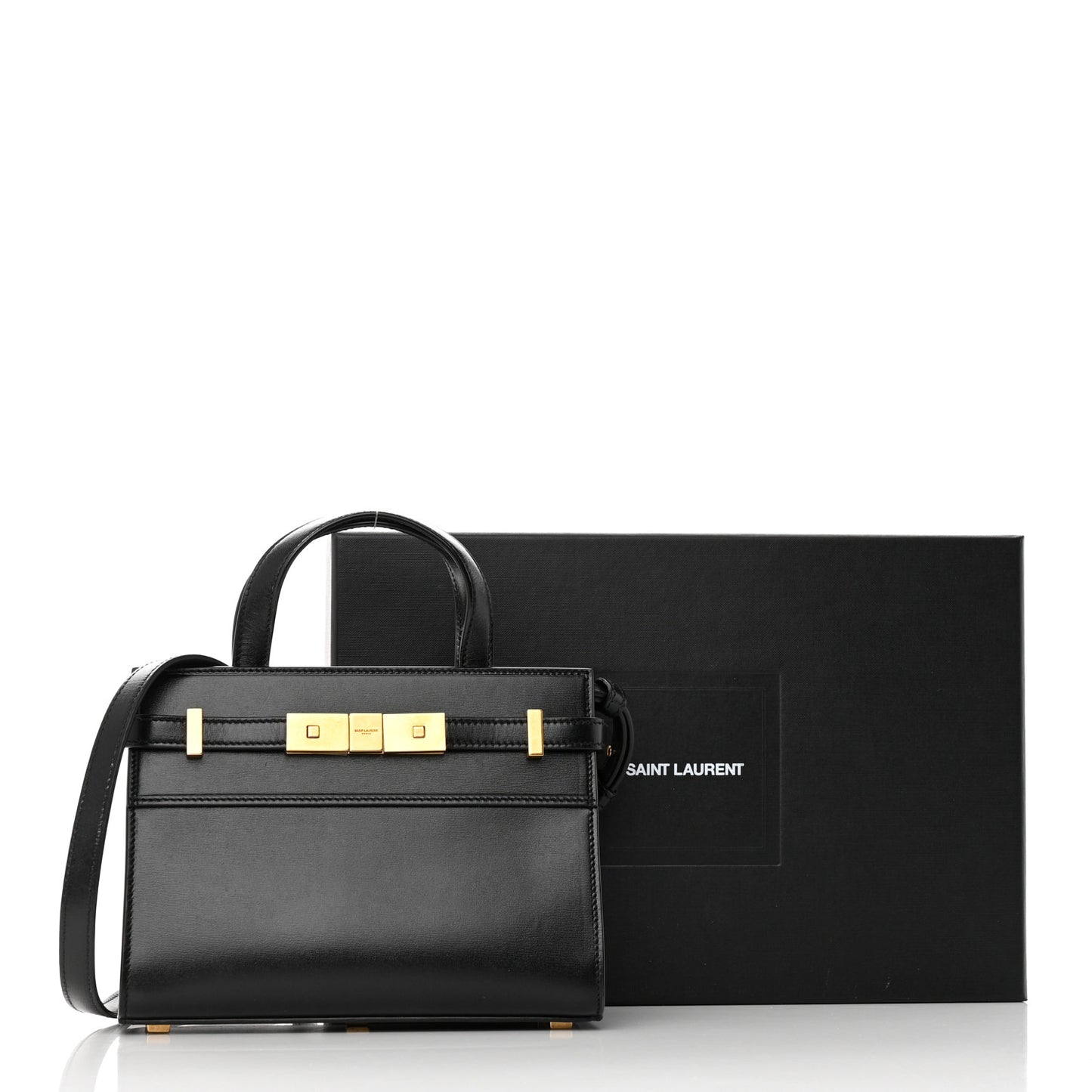 Smooth Calfskin Manhattan Nano Shopper Tote Black