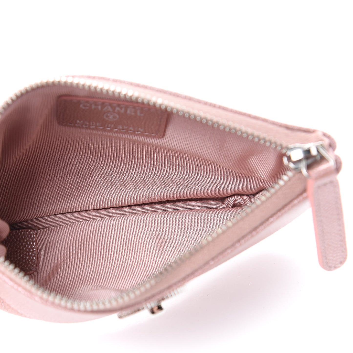 Metallic Caviar Chevron Quilted Small Vintage Mademoiselle Cosmetic Case Pink