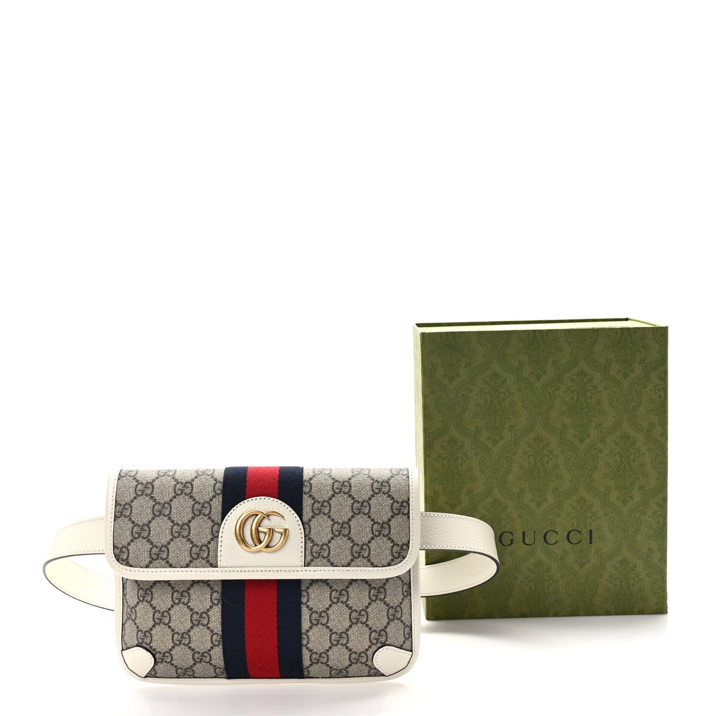 GG Supreme Monogram Web Small Ophidia Belt Bag 90 36 Beige Ebony White
