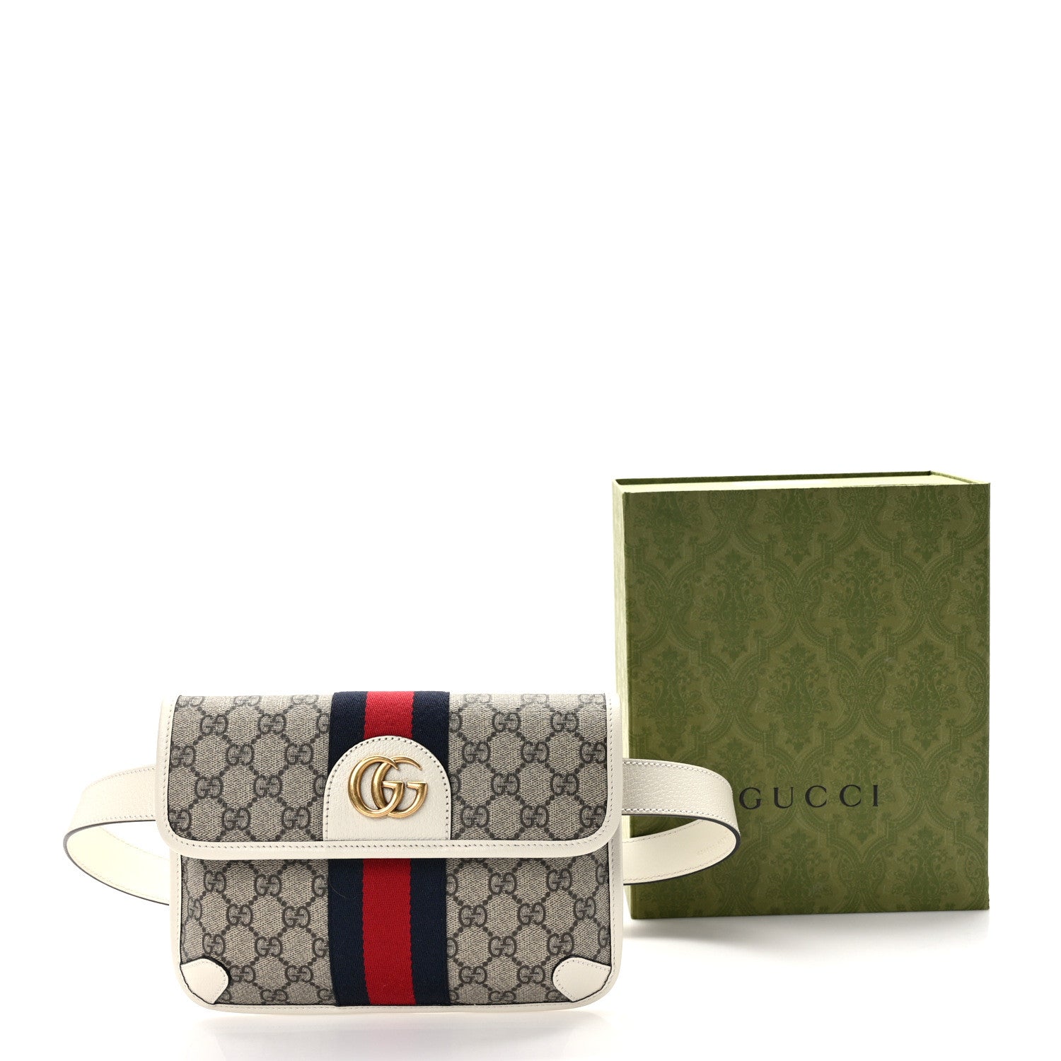 Gucci GG Supreme Monogram Web Small Ophidia Belt Bag 90 36 Beige Ebony White 11 of 11