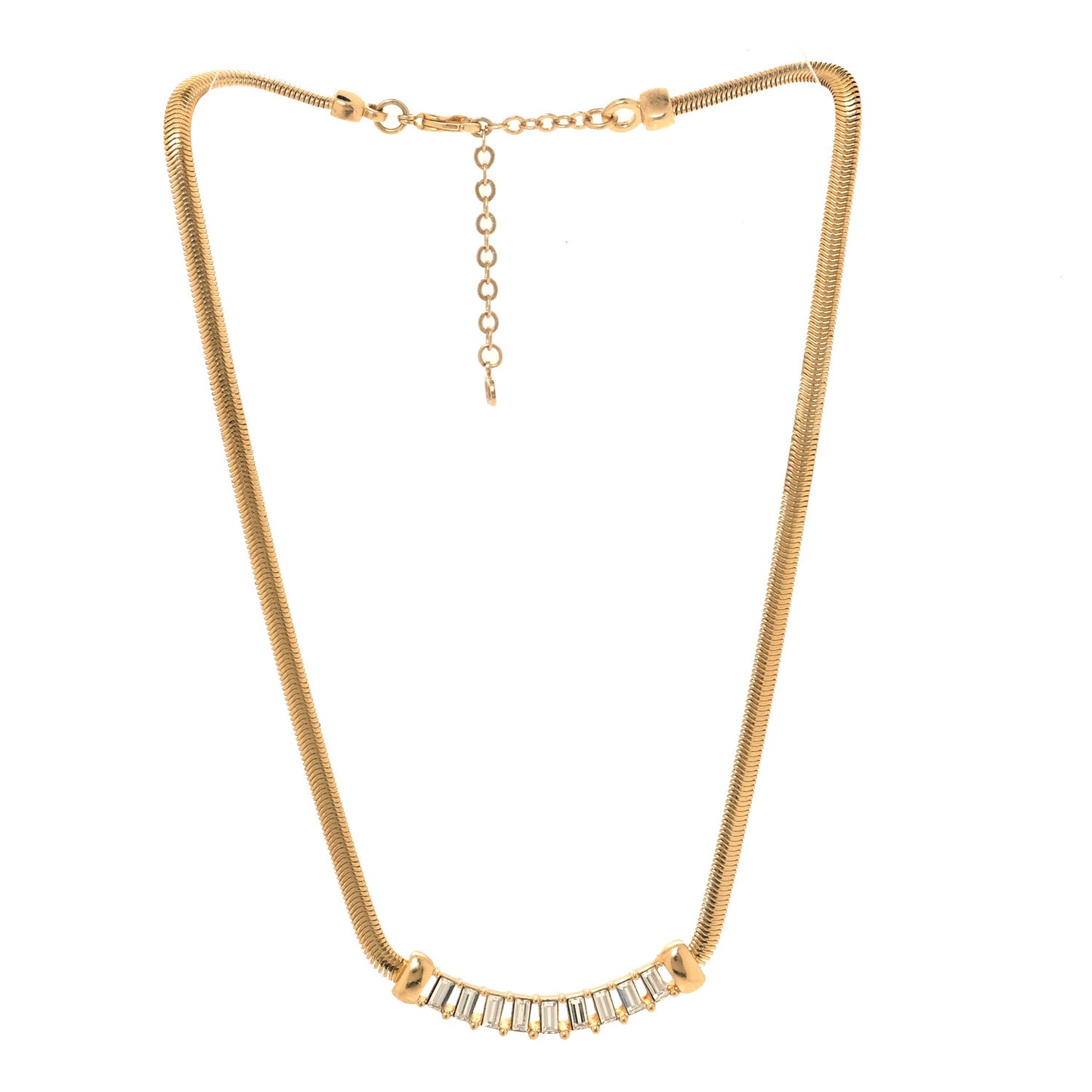 Crystal Baguette Necklace Gold