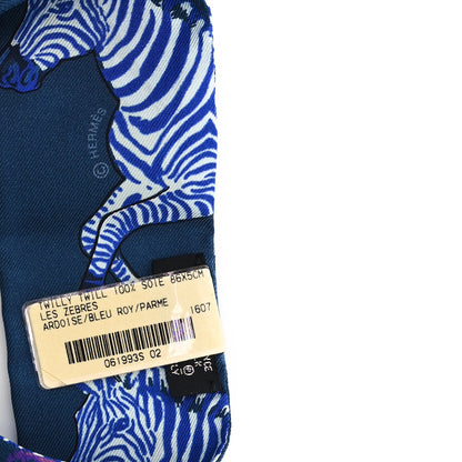 Hermes Silk Les Zebres Twilly Ardoise Bleu Roy Parme 3 of 3
