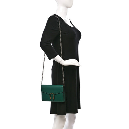 Gucci Calfskin Mini Dionysus Chain Wallet Emerald 2 of 8
