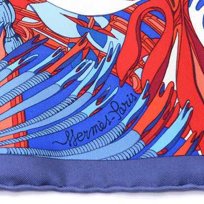 Hermes Silk Fantaisie Botanique Pocket Scarf 45 Bleu Royal Rouge White 2 of 4