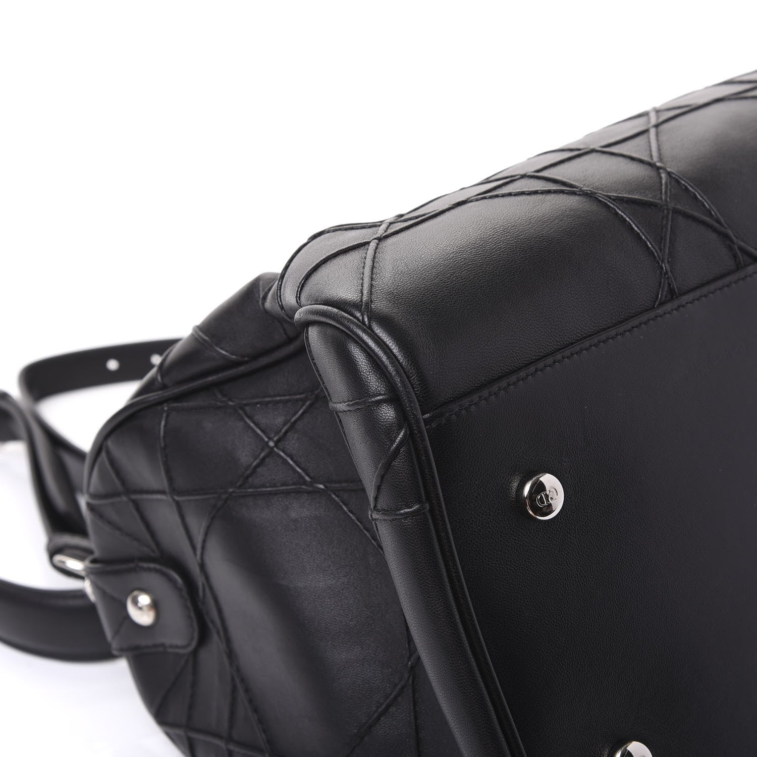 Christian Dior Lambskin Cannage Granville Polochon Black 9 of 10