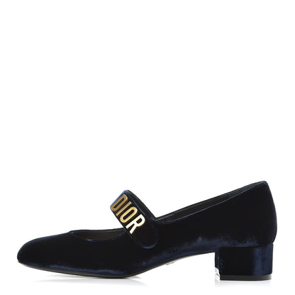 Christian Dior Velvet Baby-D Ballet Pumps 38 Deep Blue 1 of 9