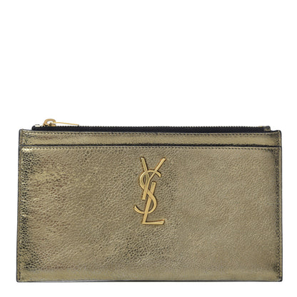 Saint Laurent Metallic Grain De Poudre Monogram Bill Pouch Gold 1 of 8