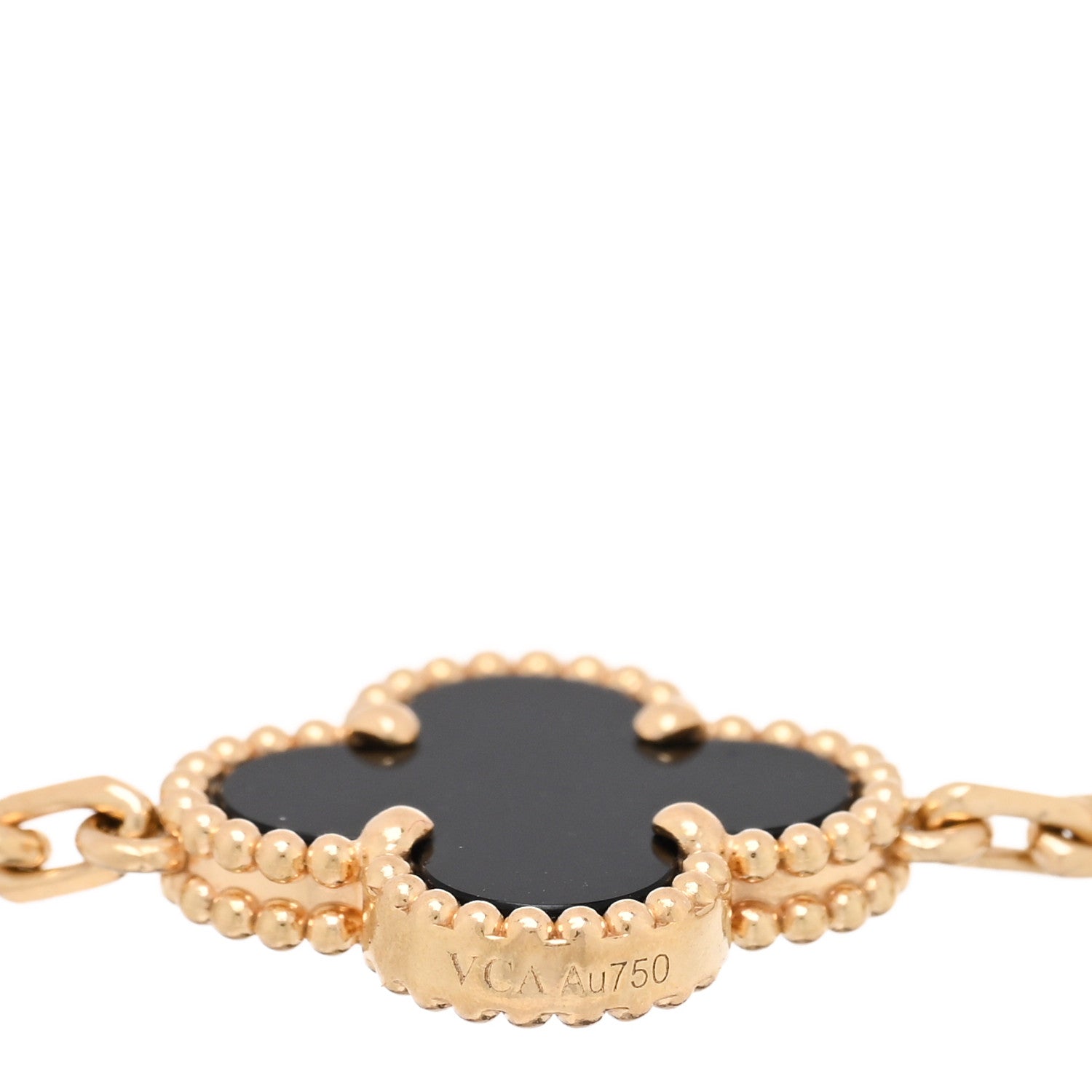 Van Cleef & Arpels 18K Yellow Gold Black Onyx 5 Motifs Vintage Alhambra Bracelet 3 of 4