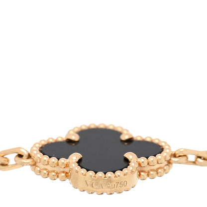 Van Cleef & Arpels 18K Yellow Gold Black Onyx 5 Motifs Vintage Alhambra Bracelet 3 of 4