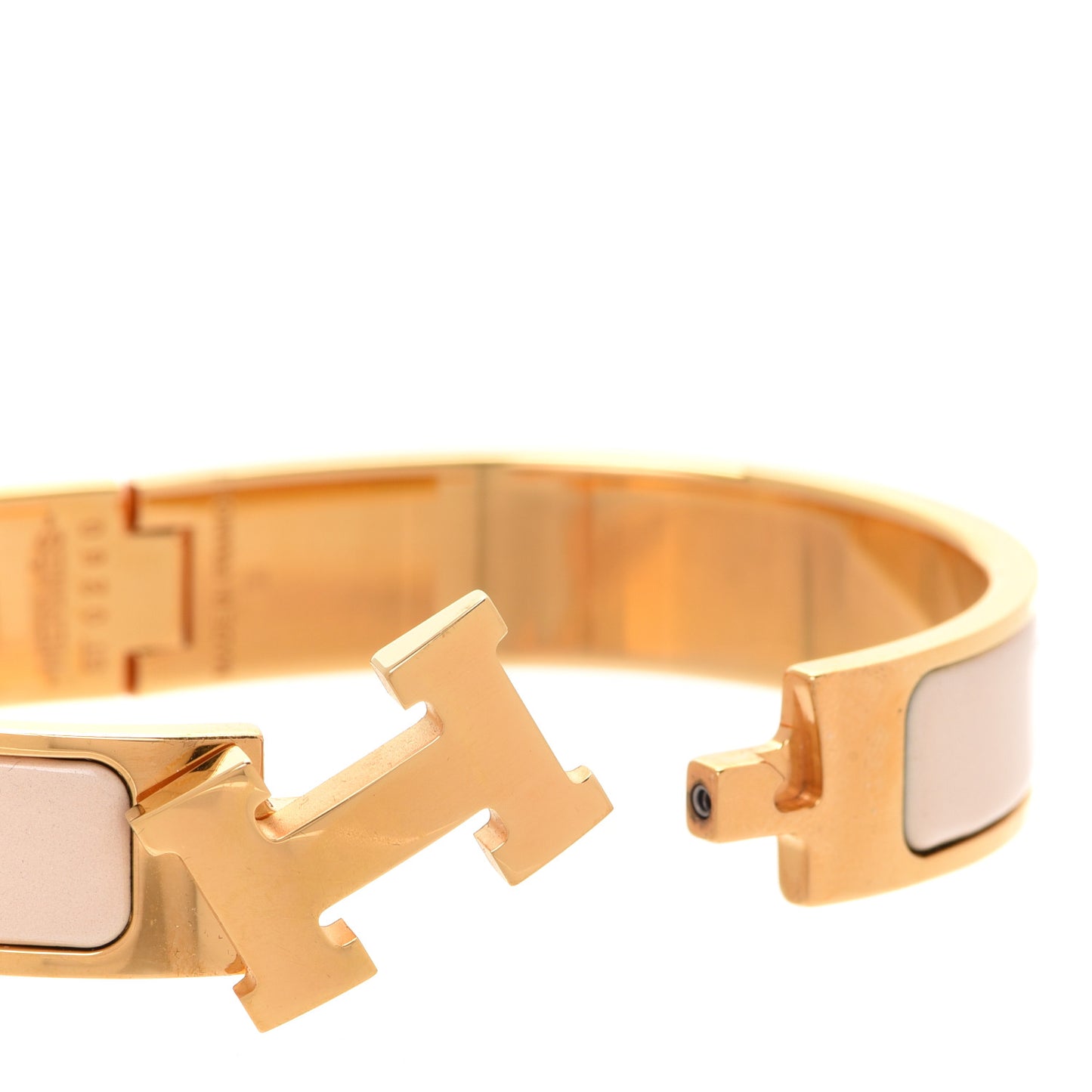 Enamel Narrow Clic Clac H Bracelet PM Beige Nacre