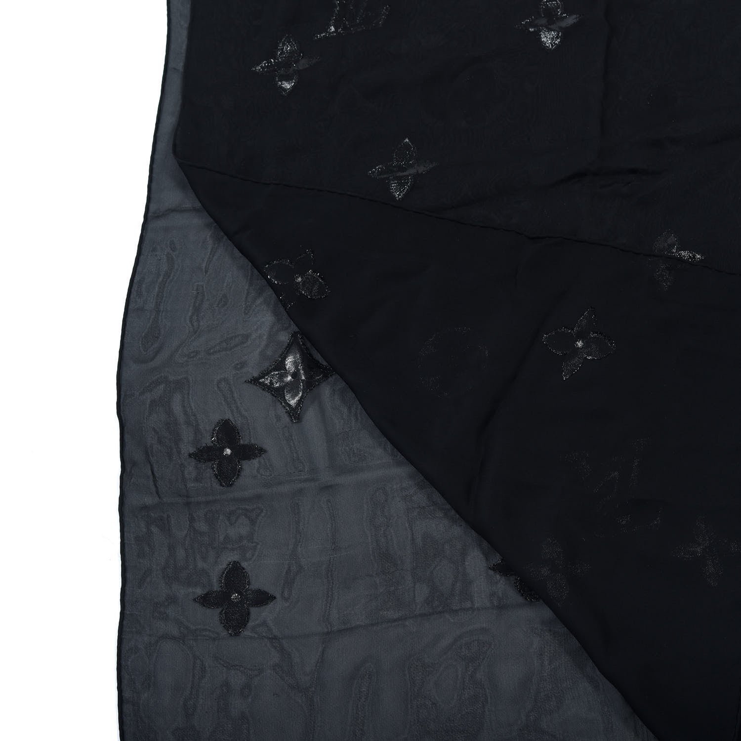 Louis Vuitton Silk Polyamide Sheer Monogram Scarf Black 4 of 5