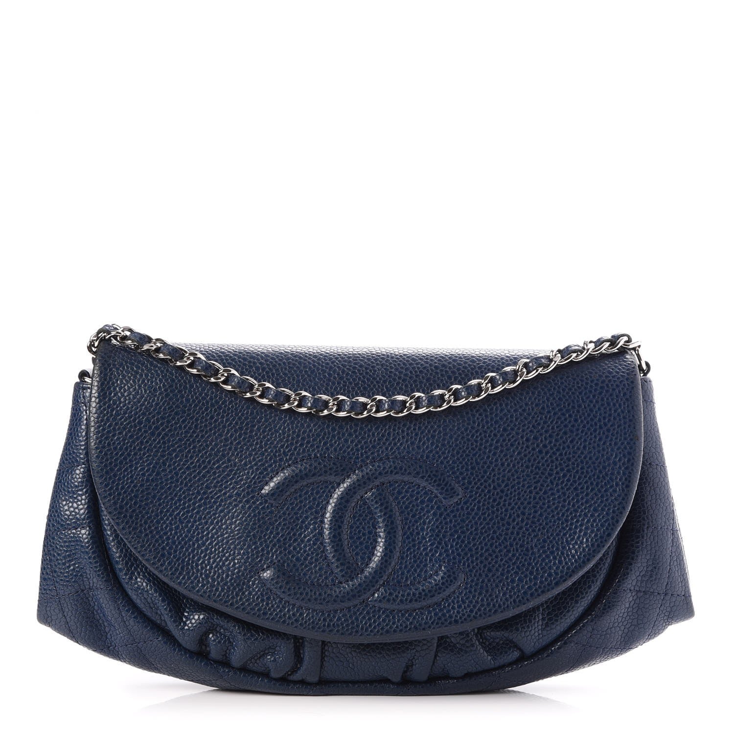 Chanel Caviar Half Moon Wallet On Chain WOC Navy 1 of 8