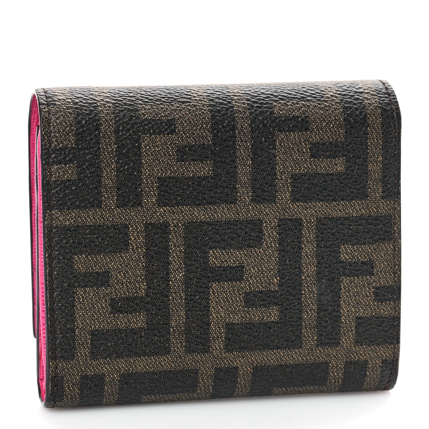 Vitello Elite Zucca Compact Wallet Tobacco Pink