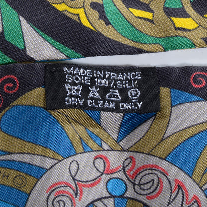Hermes Silk L'Art Indien Des Plaines Twilly Indigo Jaune Bleu 5 of 6