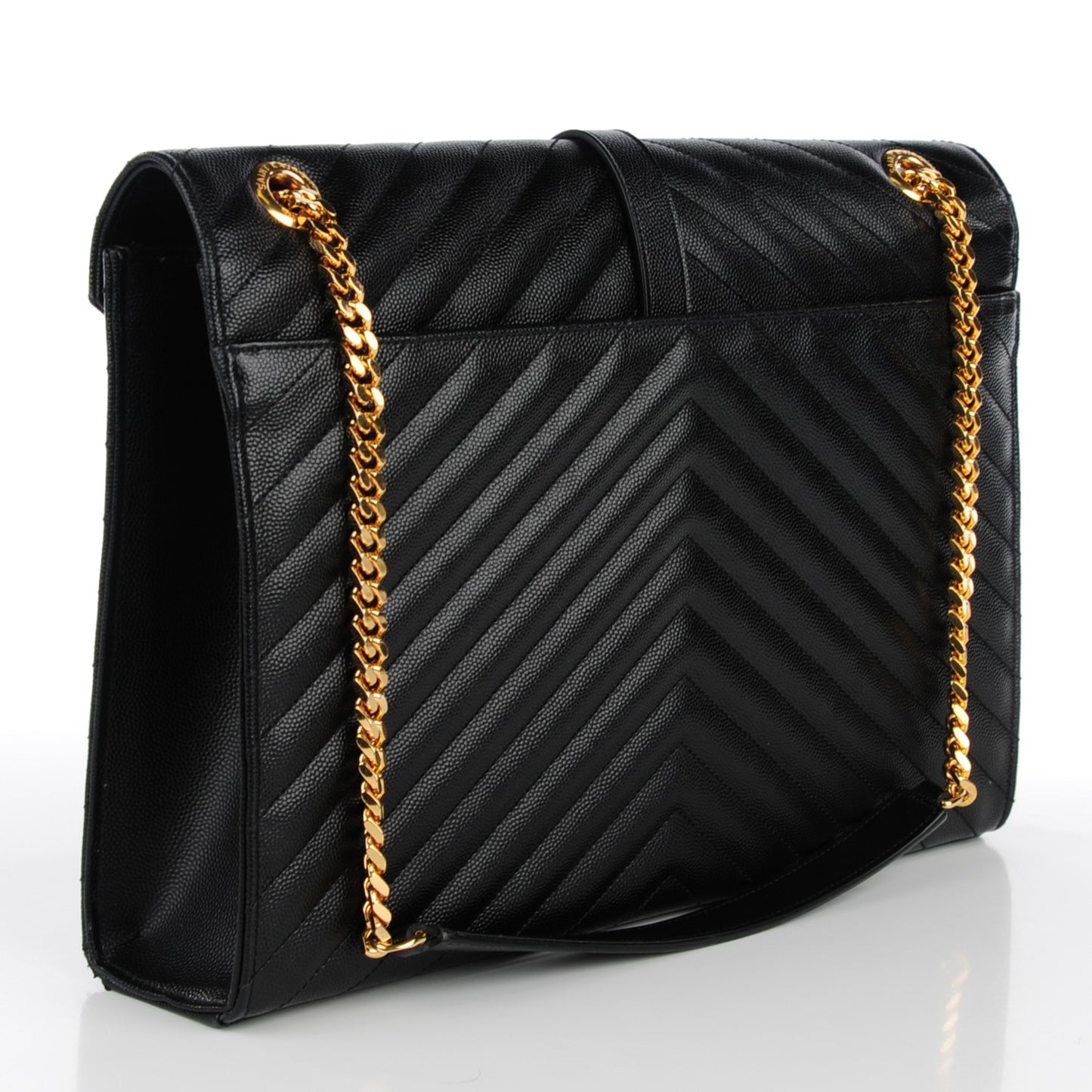 Grain De Poudre Matelasse Chevron Large Monogram Satchel Black