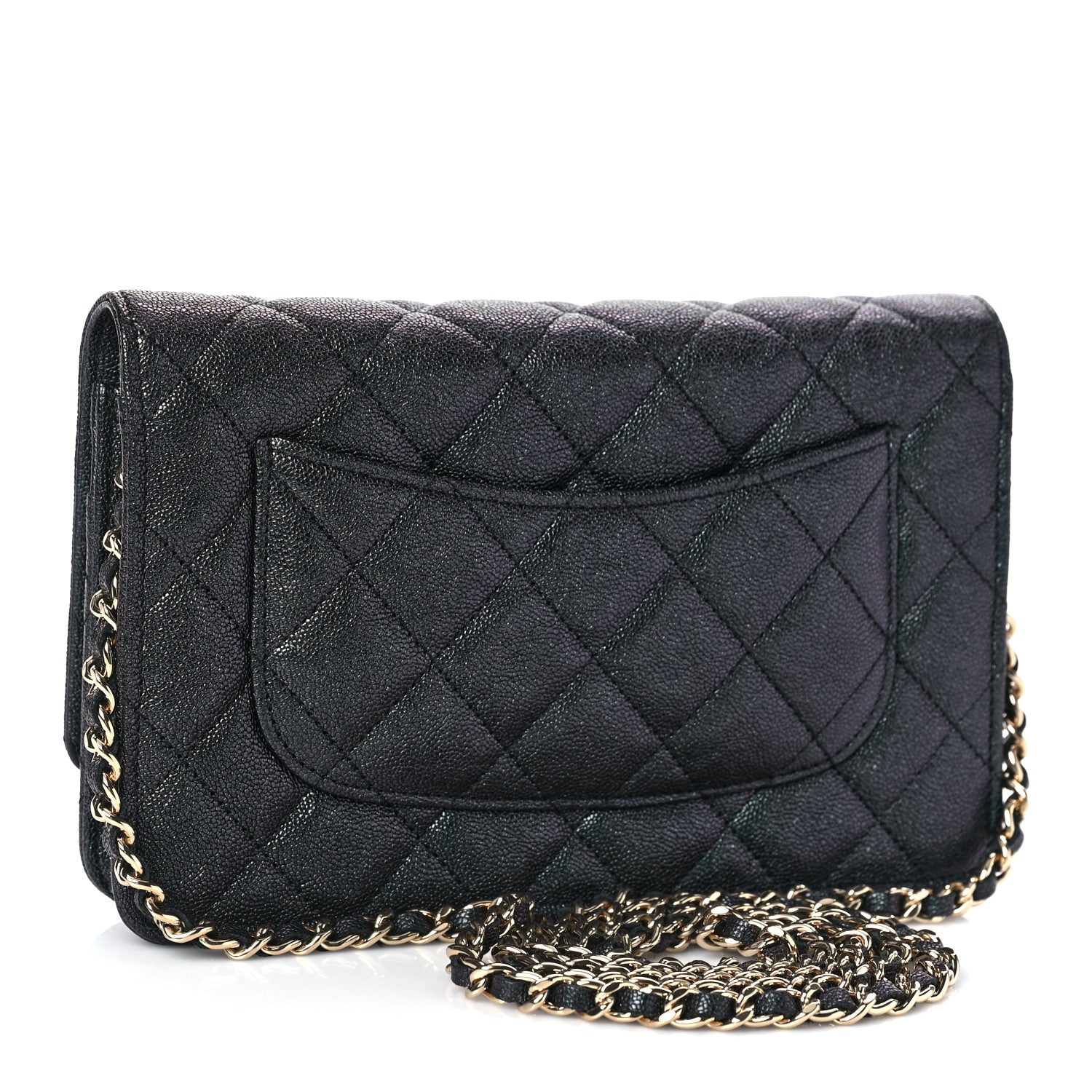 Chanel Iridescent Caviar Quilted Wallet On Chain WOC Black 3 of 11