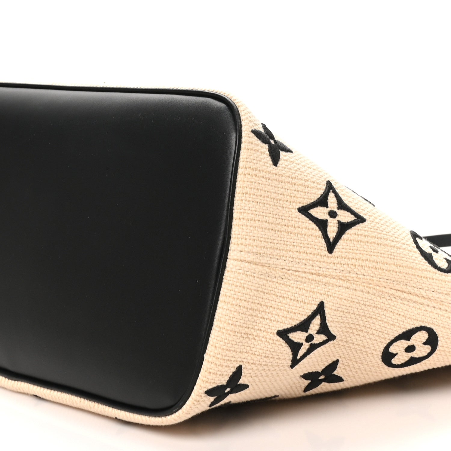 Louis Vuitton Cotton Monogram Embroidered Neverfull MM Beige Black 9 of 9