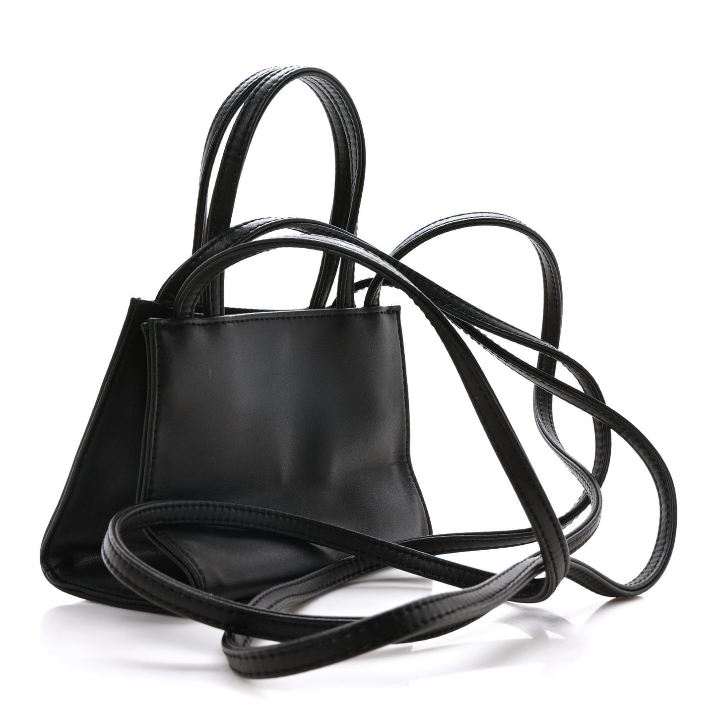 Vegan Leather Small Shopping Bag Black