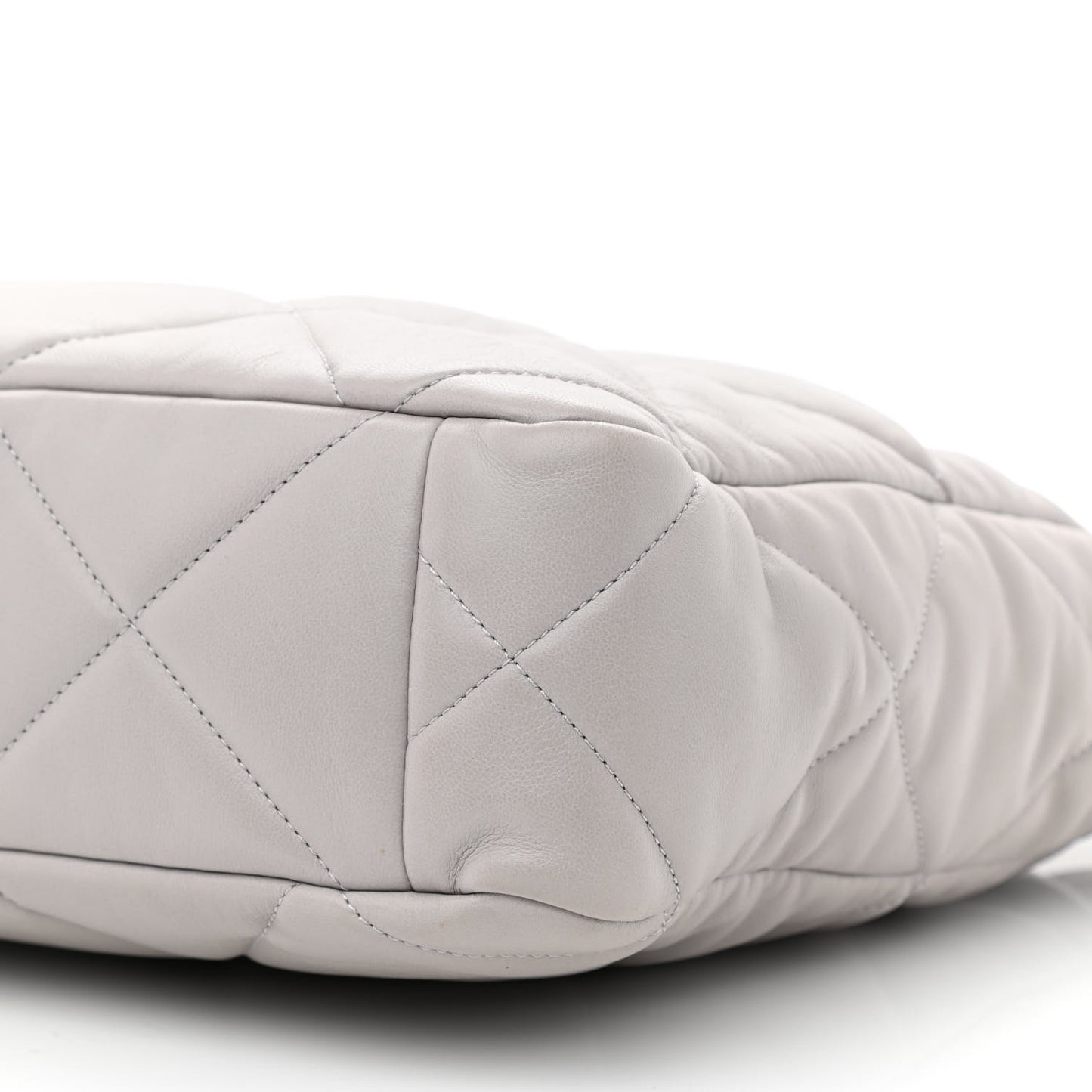 Lambskin Quilted Chanel 19 Shopping Bag Grey