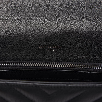 Saint Laurent Sheepskin Matelasse Chevron Monogram Medium College Bag Black 6 of 12
