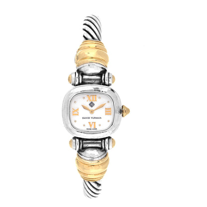 David Yurman Sterling Silver 14K Yellow Gold Mother of Pearl 21mm Classic Cable Quartz Watch 1 of 5