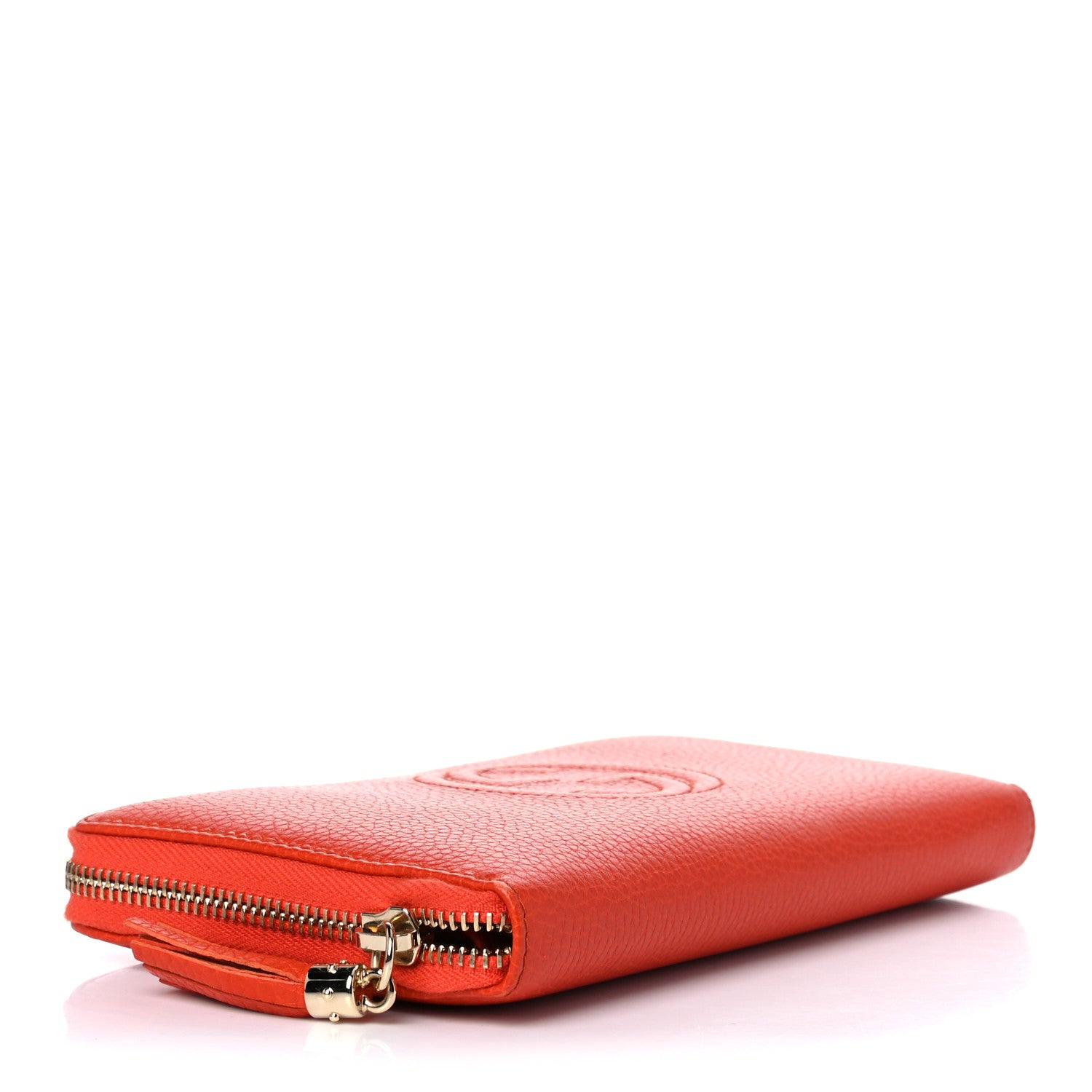 Gucci Pebbled Calfskin Soho Zip Around Wallet Sun Orange 4 of 11