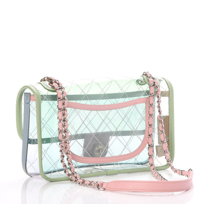 Chanel Lambskin PVC Quilted Medium Coco Splash Flap Blue Green 3 of 8