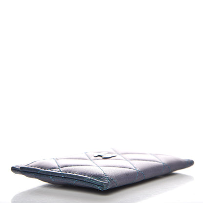 Chanel Metallic Lambskin Quilted Card Holder Turquoise 4 of 8