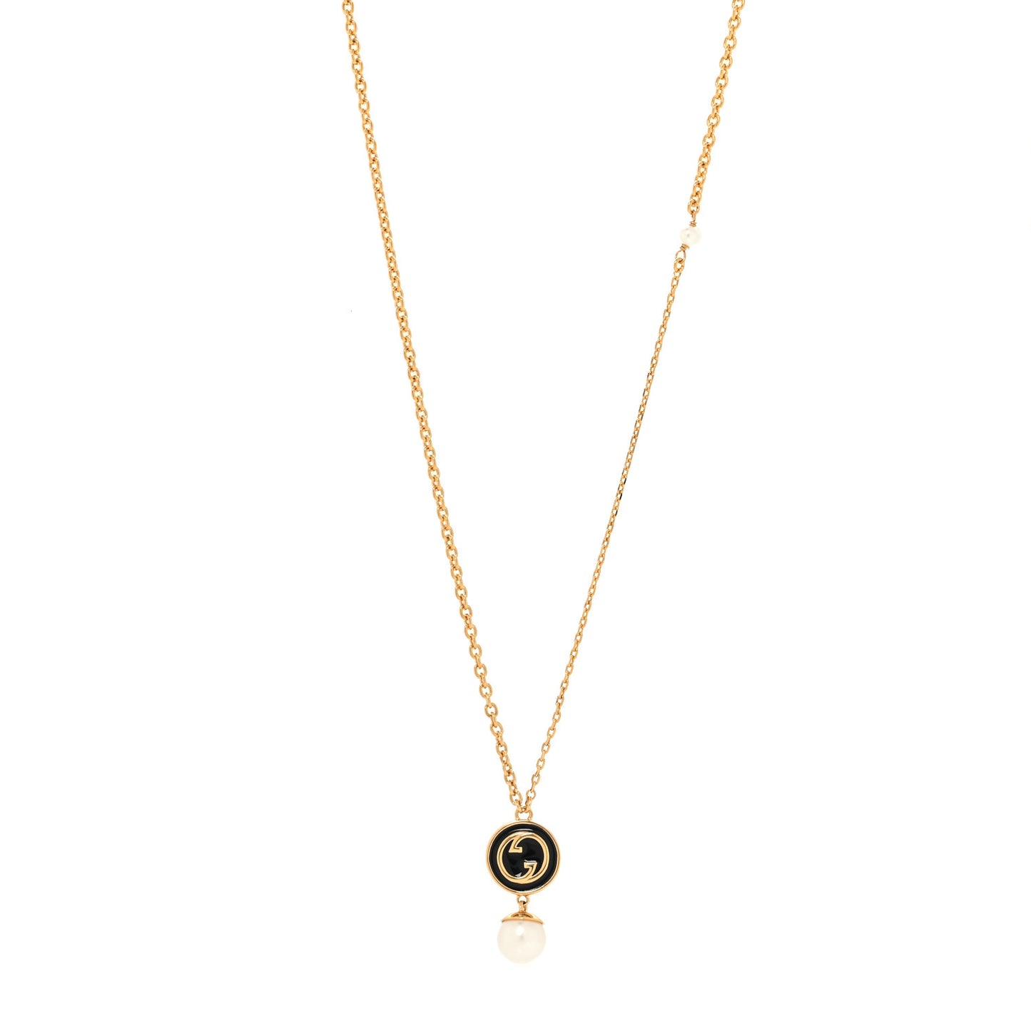 Metal Enamel Blondie Pendant Necklace Gold Black